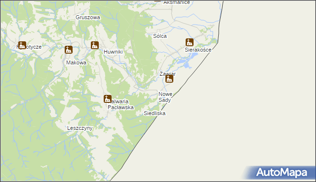 mapa Nowe Sady gmina Fredropol, Nowe Sady gmina Fredropol na mapie Targeo