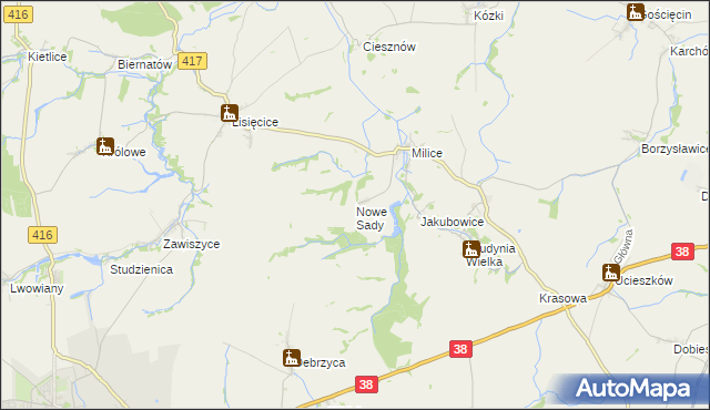 mapa Nowe Sady gmina Głubczyce, Nowe Sady gmina Głubczyce na mapie Targeo