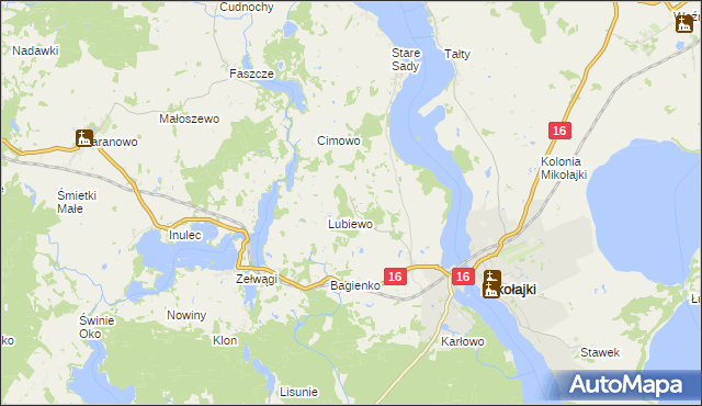 mapa Nowe Sady gmina Mikołajki, Nowe Sady gmina Mikołajki na mapie Targeo