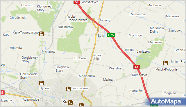 mapa Nowe Sójki, Nowe Sójki na mapie Targeo