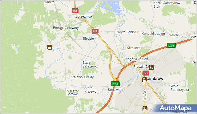 mapa Nowe Zakrzewo, Nowe Zakrzewo na mapie Targeo