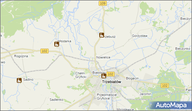 mapa Nowielice, Nowielice na mapie Targeo