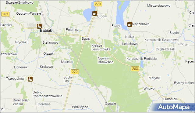 mapa Nowiny Brdowskie, Nowiny Brdowskie na mapie Targeo