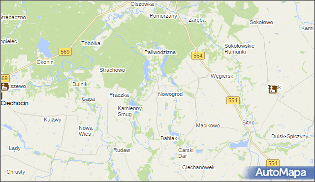 mapa Nowogród gmina Golub-Dobrzyń, Nowogród gmina Golub-Dobrzyń na mapie Targeo