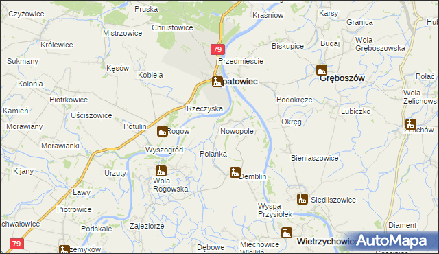 mapa Nowopole gmina Wietrzychowice, Nowopole gmina Wietrzychowice na mapie Targeo