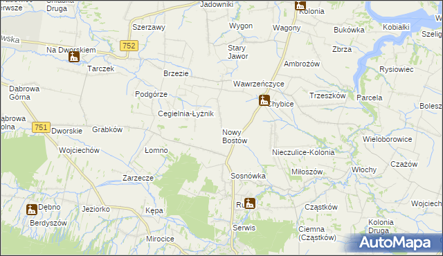 mapa Nowy Bostów, Nowy Bostów na mapie Targeo