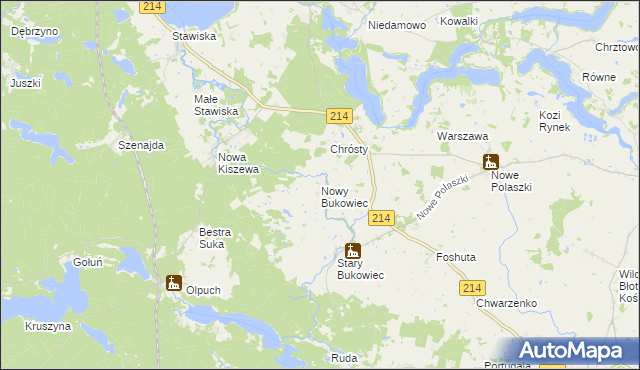 mapa Nowy Bukowiec gmina Stara Kiszewa, Nowy Bukowiec gmina Stara Kiszewa na mapie Targeo