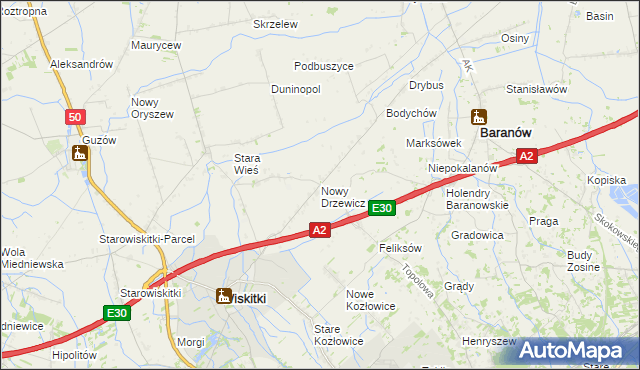 mapa Nowy Drzewicz, Nowy Drzewicz na mapie Targeo