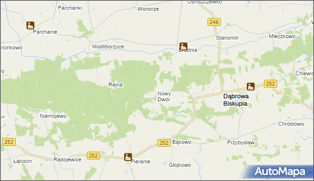 mapa Nowy Dwór gmina Dąbrowa Biskupia, Nowy Dwór gmina Dąbrowa Biskupia na mapie Targeo