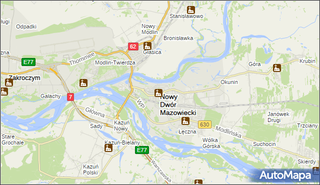 mapa Nowy Dwór Mazowiecki, Nowy Dwór Mazowiecki na mapie Targeo