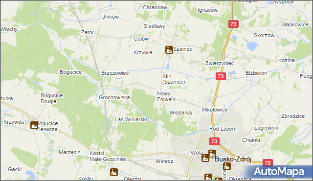 mapa Nowy Folwark gmina Busko-Zdrój, Nowy Folwark gmina Busko-Zdrój na mapie Targeo