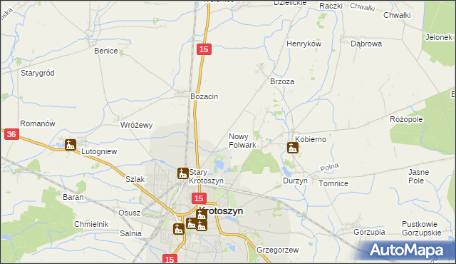 mapa Nowy Folwark gmina Krotoszyn, Nowy Folwark gmina Krotoszyn na mapie Targeo