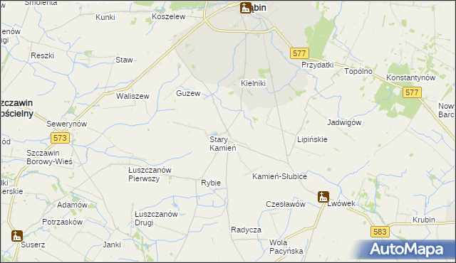 mapa Nowy Kamień gmina Gąbin, Nowy Kamień gmina Gąbin na mapie Targeo