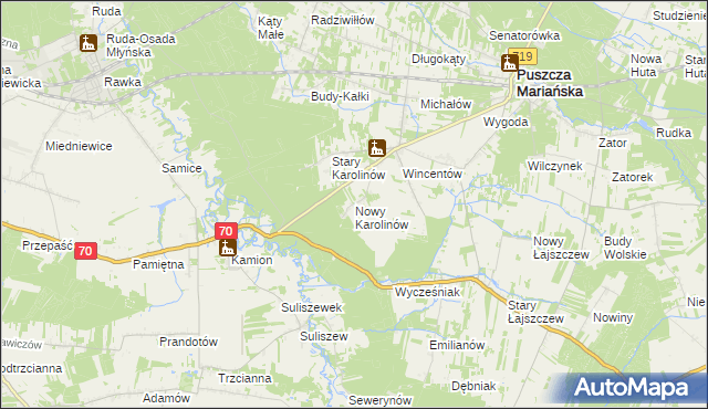mapa Nowy Karolinów, Nowy Karolinów na mapie Targeo