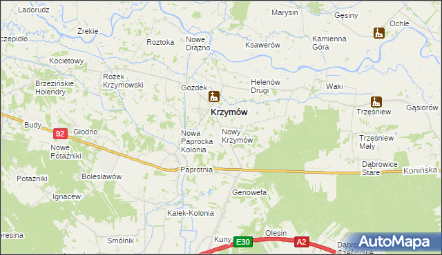 mapa Nowy Krzymów, Nowy Krzymów na mapie Targeo