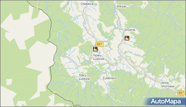 mapa Nowy Łupków, Nowy Łupków na mapie Targeo