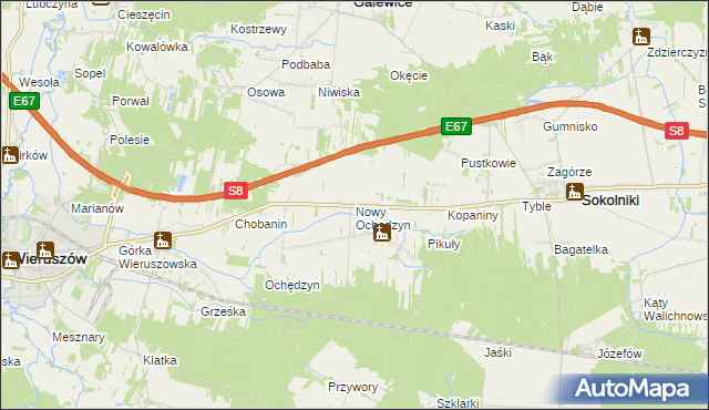 mapa Nowy Ochędzyn, Nowy Ochędzyn na mapie Targeo