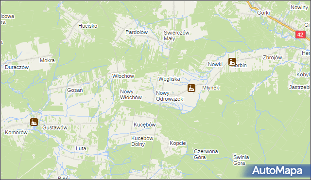 mapa Nowy Odrowążek, Nowy Odrowążek na mapie Targeo