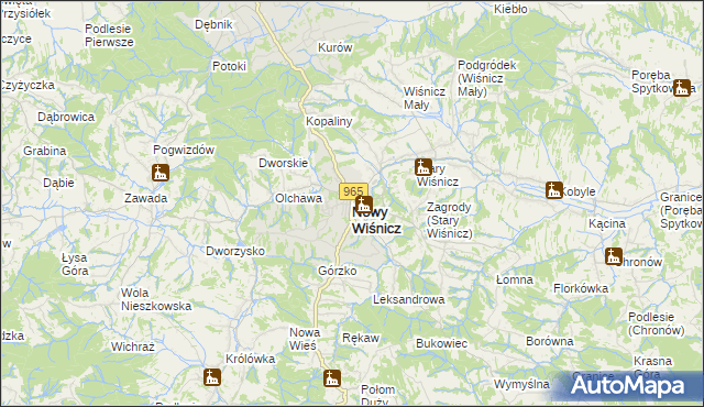 mapa Nowy Wiśnicz, Nowy Wiśnicz na mapie Targeo