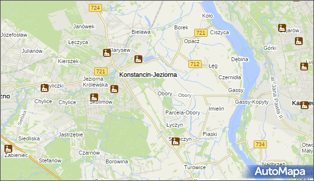 mapa Obory gmina Konstancin-Jeziorna, Obory gmina Konstancin-Jeziorna na mapie Targeo