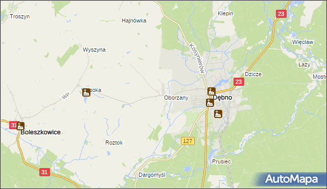 mapa Oborzany, Oborzany na mapie Targeo