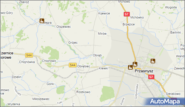 mapa Obrąb gmina Przasnysz, Obrąb gmina Przasnysz na mapie Targeo