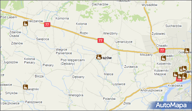 mapa Obrazów, Obrazów na mapie Targeo