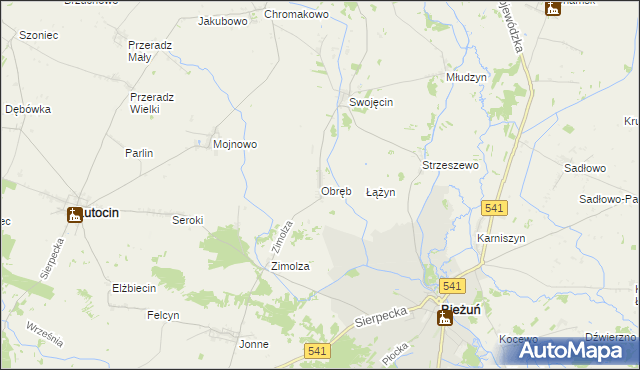 mapa Obręb gmina Lutocin, Obręb gmina Lutocin na mapie Targeo