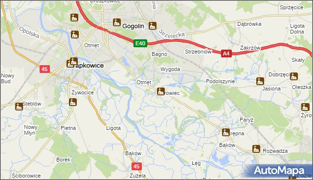 mapa Obrowiec gmina Gogolin, Obrowiec gmina Gogolin na mapie Targeo