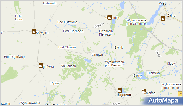 mapa Obrowo gmina Kęsowo, Obrowo gmina Kęsowo na mapie Targeo