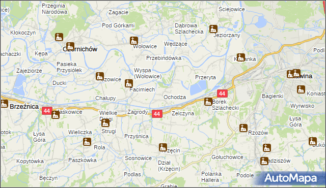 mapa Ochodza gmina Skawina, Ochodza gmina Skawina na mapie Targeo