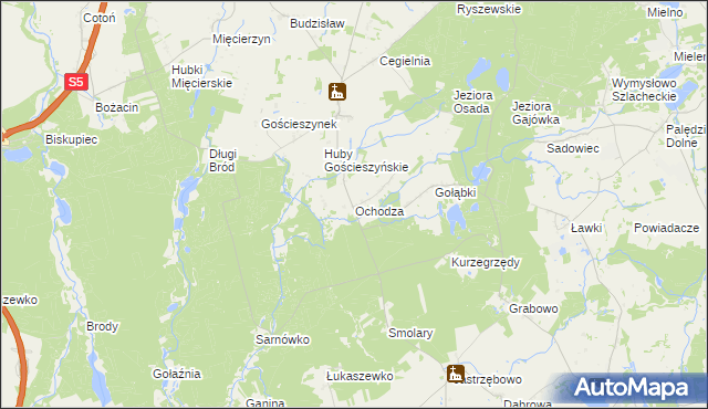 mapa Ochodza gmina Trzemeszno, Ochodza gmina Trzemeszno na mapie Targeo