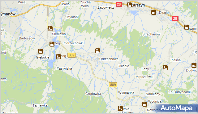 mapa Odrzechowa, Odrzechowa na mapie Targeo