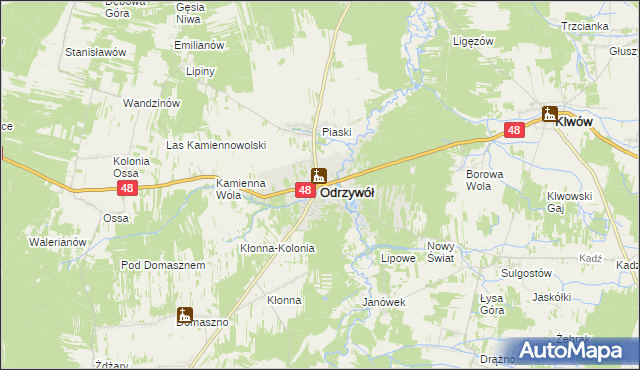 mapa Odrzywół, Odrzywół na mapie Targeo