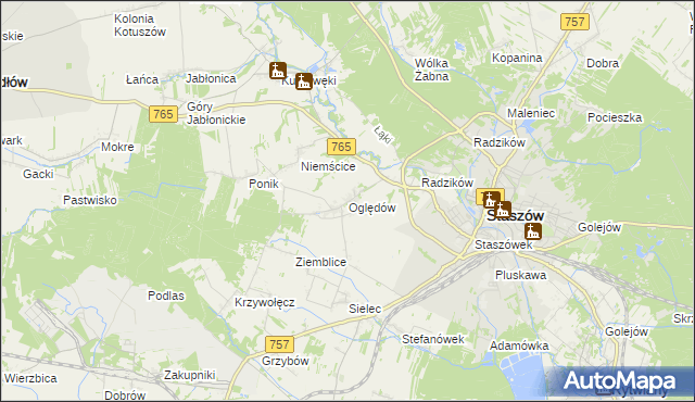 mapa Oględów, Oględów na mapie Targeo