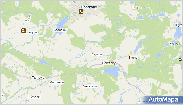 mapa Ognica gmina Dobrzany, Ognica gmina Dobrzany na mapie Targeo