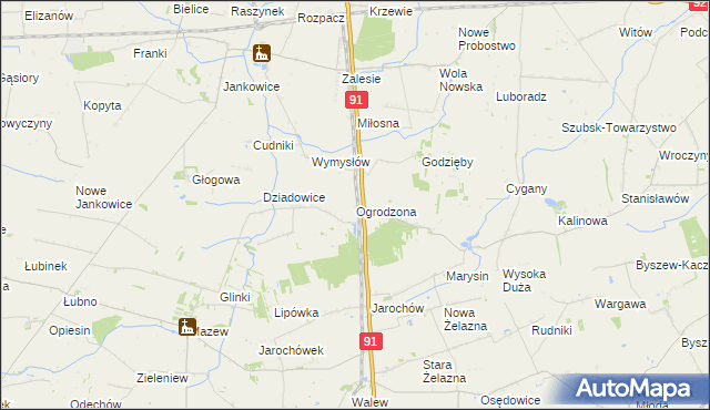 mapa Ogrodzona gmina Daszyna, Ogrodzona gmina Daszyna na mapie Targeo