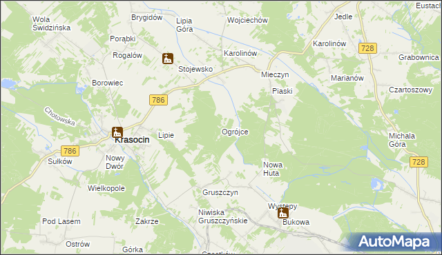 mapa Ogrójce, Ogrójce na mapie Targeo