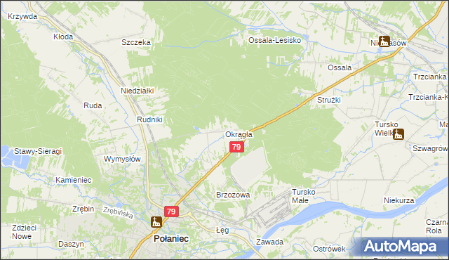 mapa Okrągła, Okrągła na mapie Targeo