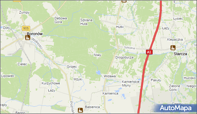 mapa Okrąglik gmina Woźniki, Okrąglik gmina Woźniki na mapie Targeo