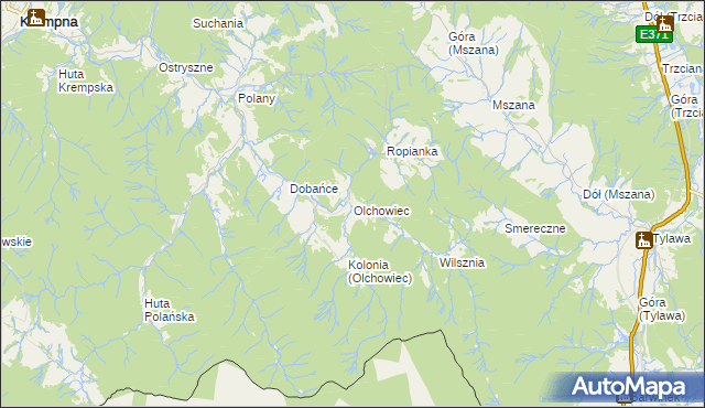 mapa Olchowiec gmina Dukla, Olchowiec gmina Dukla na mapie Targeo