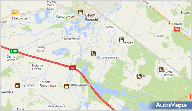 mapa Oldrzyszowice, Oldrzyszowice na mapie Targeo
