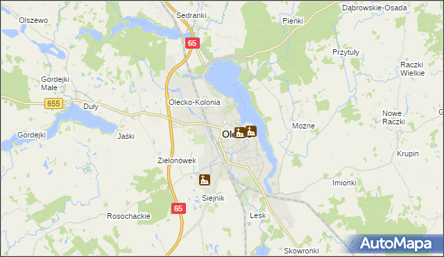 mapa Olecko, Olecko na mapie Targeo