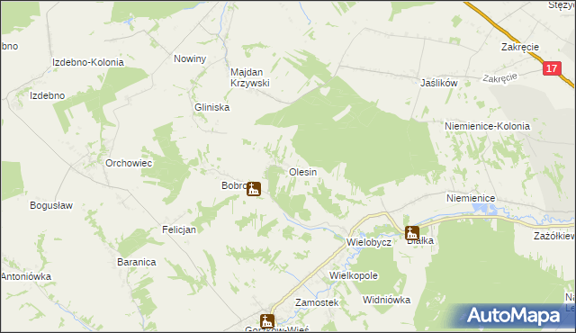 mapa Olesin gmina Gorzków, Olesin gmina Gorzków na mapie Targeo