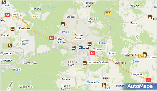 mapa Olkusz, Olkusz na mapie Targeo