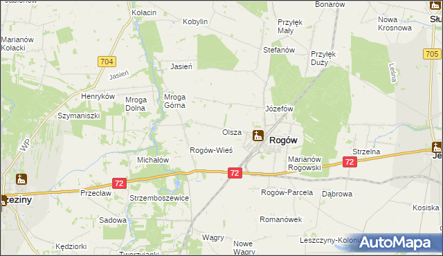 mapa Olsza gmina Rogów, Olsza gmina Rogów na mapie Targeo