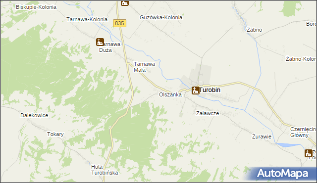 mapa Olszanka gmina Turobin, Olszanka gmina Turobin na mapie Targeo
