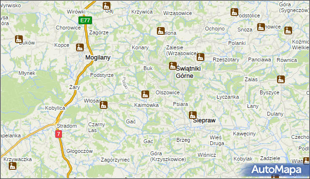 mapa Olszowice, Olszowice na mapie Targeo