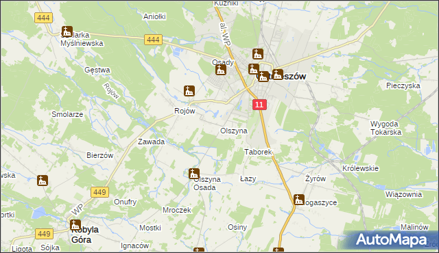 mapa Olszyna gmina Ostrzeszów, Olszyna gmina Ostrzeszów na mapie Targeo