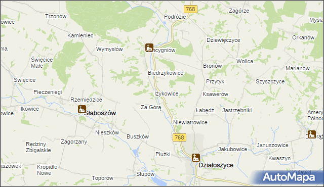 mapa Opatkowice gmina Działoszyce, Opatkowice gmina Działoszyce na mapie Targeo
